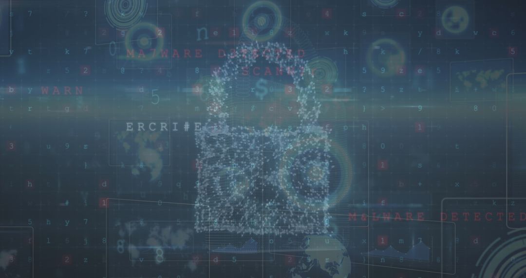 Digital Locks and Data Processing Conceptual Illustration