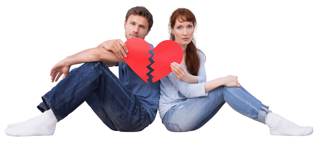 Transparent Image of Upset Couple with Broken Heart
