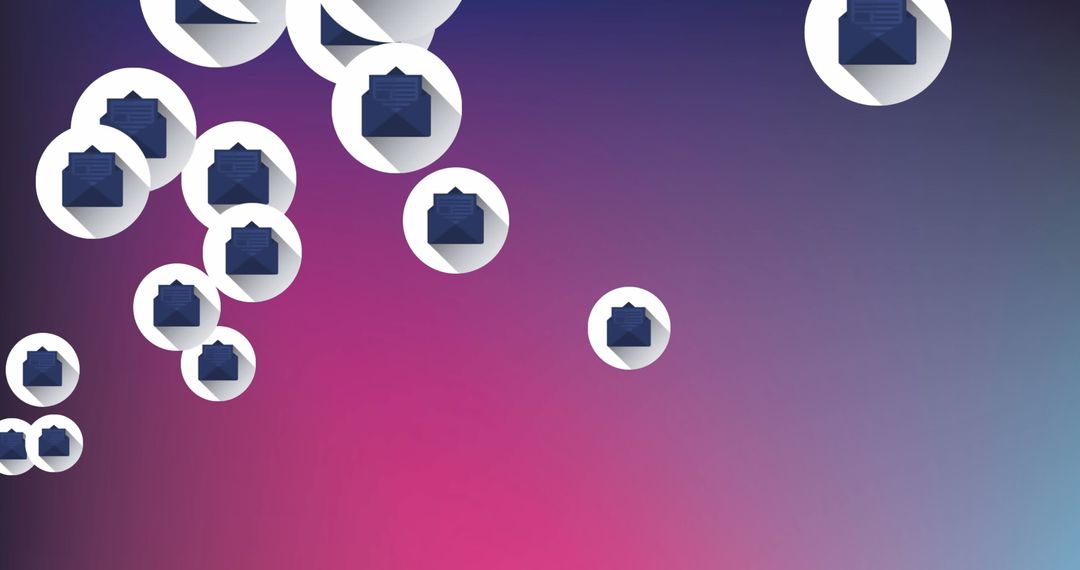 Floating Email Icons Over Gradient Background Concept