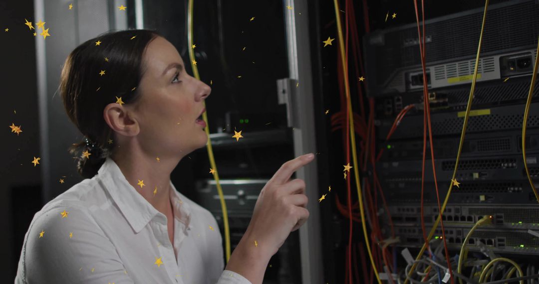 Tech Professional Analyzing Server Infrastructure in Data Center