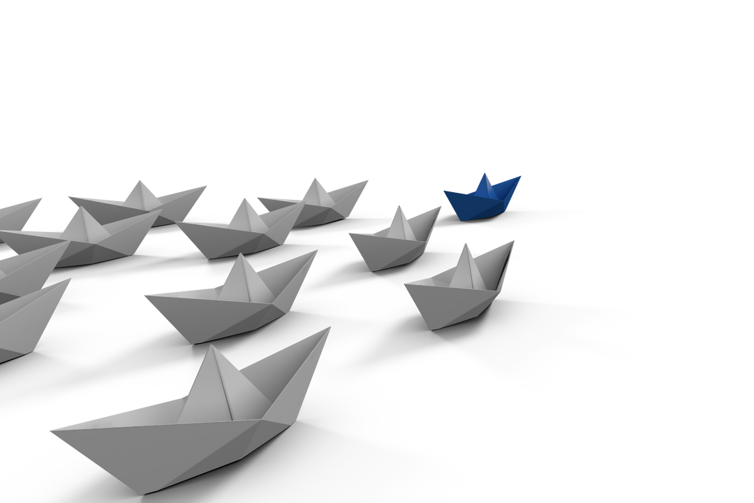 Transparent leadership concept with blue and white paper boats - Download Free Stock Images Pikwizard.com