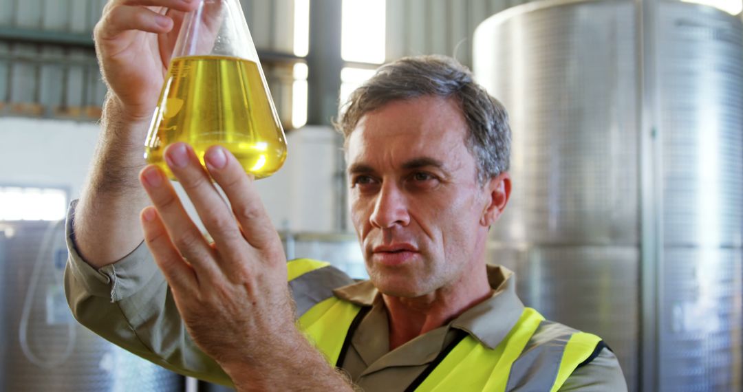 Industrial Worker Examining Liquid Sample in Laboratory - Free Images, Stock Photos and Pictures on Pikwizard.com