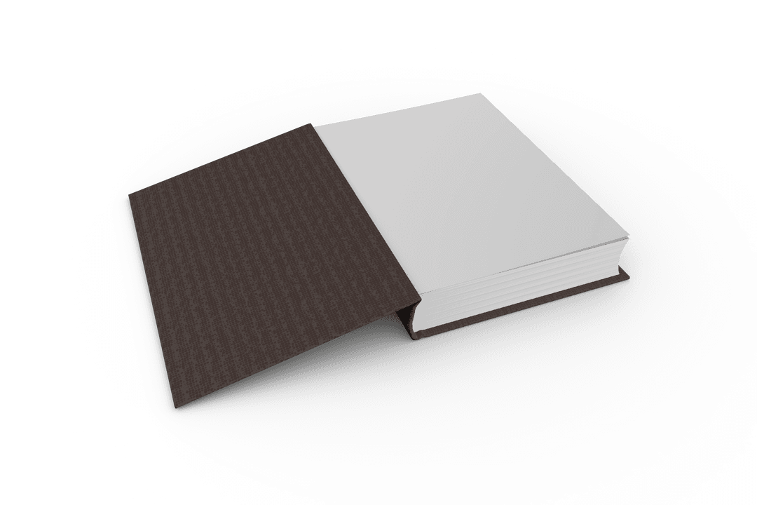 Open Book with Blank Pages on Transparent Background