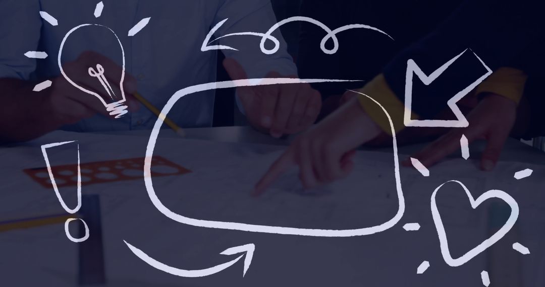 Team Collaborating on Creative Project with Wireframe Design