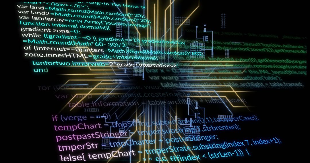 Colorful Digital Code and Geometric Shapes