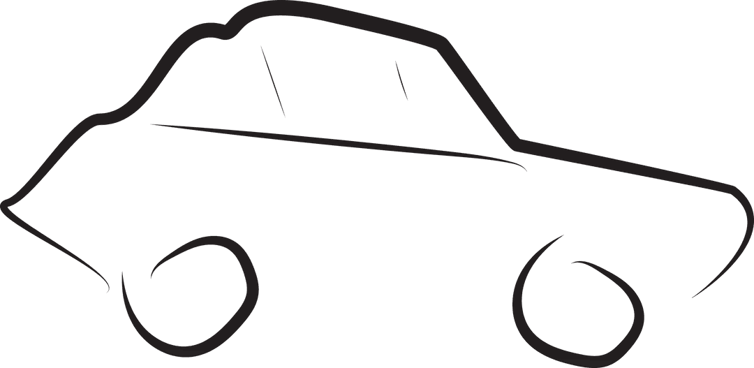 Minimalistic Car Line Drawing on Transparent Background