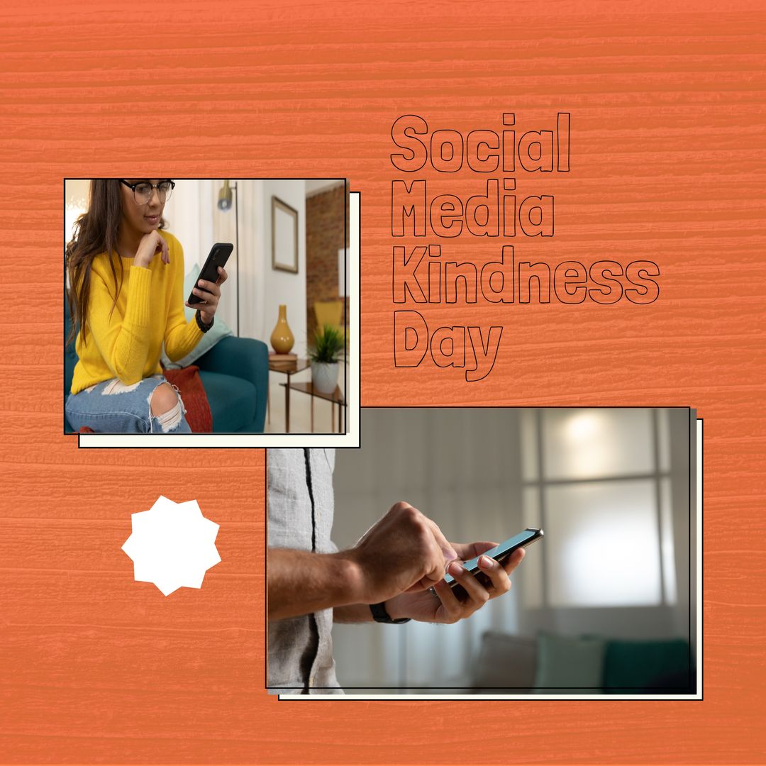 Caucasian People Engaging on Smartphones for Social Media Kindness Day - Download Free Stock Templates Pikwizard.com