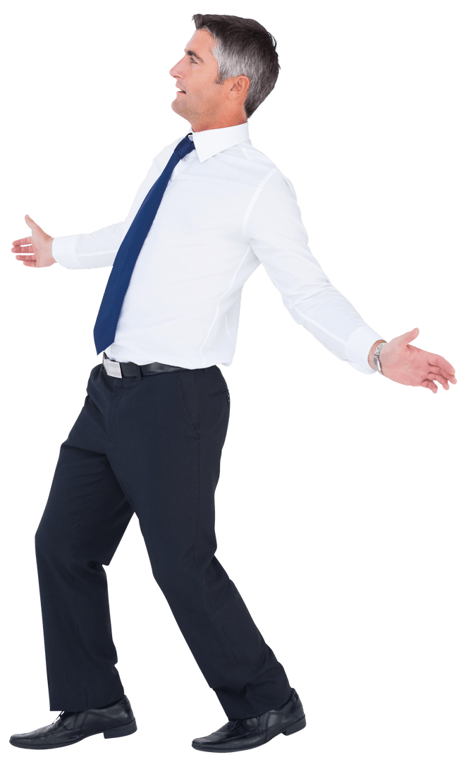 Confident Businessman Gesturing with Transparent Background