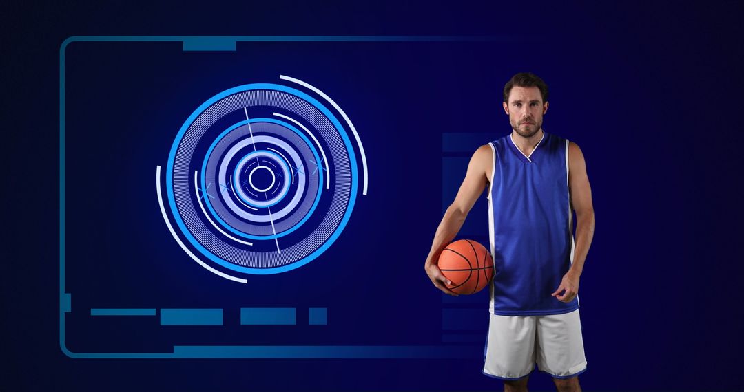 Basketball Player with Digital Interface and Data Analysis - Free Images, Stock Photos and Pictures on Pikwizard.com