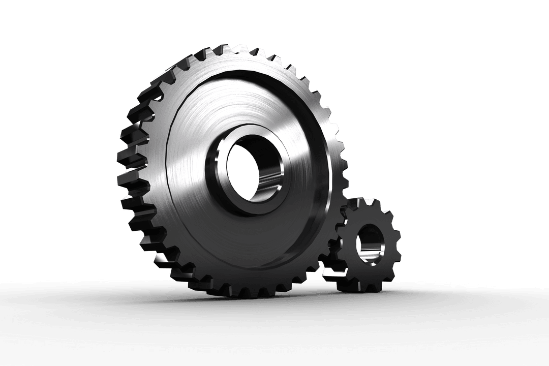 Transparent Illustration Metal Cogs Interlocking Set on Axis