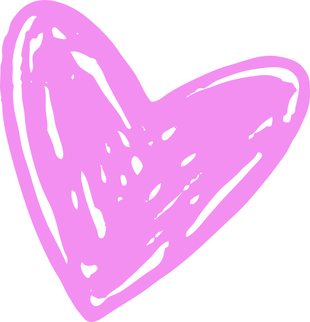 Pink Hand-Drawn Heart Sketch on Transparent Background