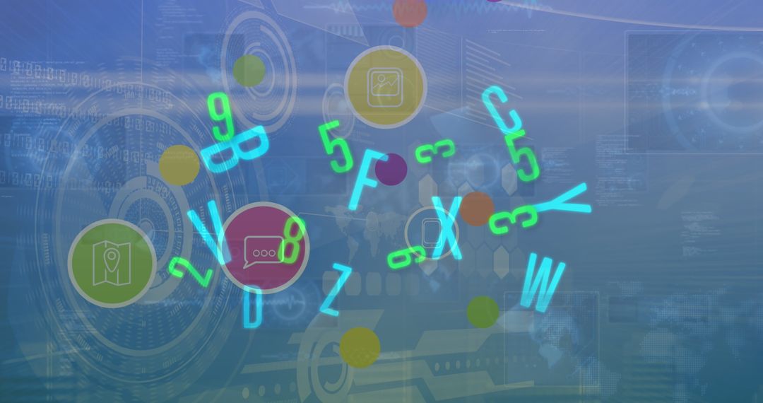 Abstract Digital Code and Numbers on Futuristic Background