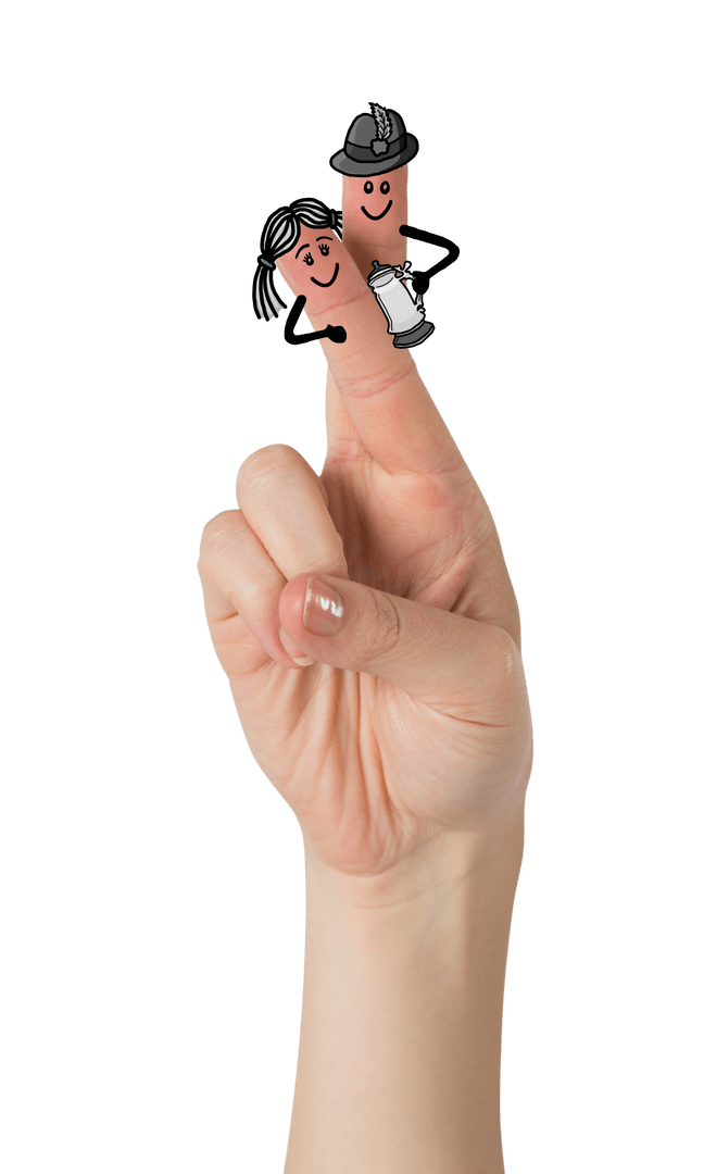 Transparent Finger Puppet Characters Representing German Culture
