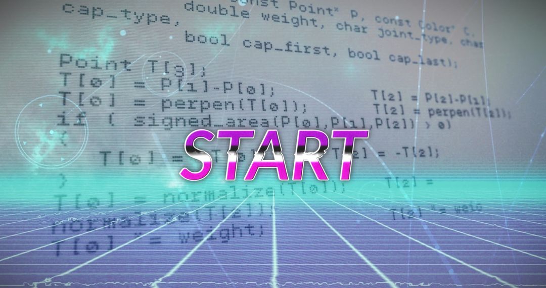 Futuristic Start Button with Data and Grid Overlay