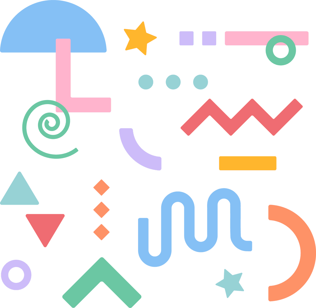 Abstract Minimalist Geometric Shapes on Transparent Background