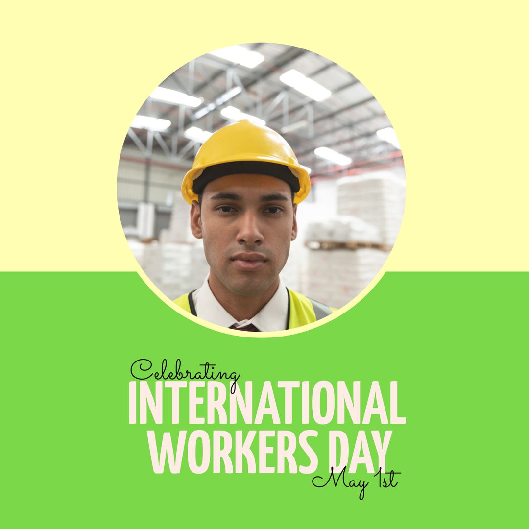 International Workers Day Celebration with Factory Worker Portrait