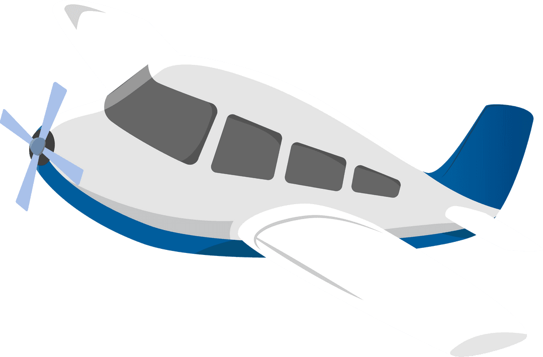 Small Propeller Airplane Floating on Transparent Background