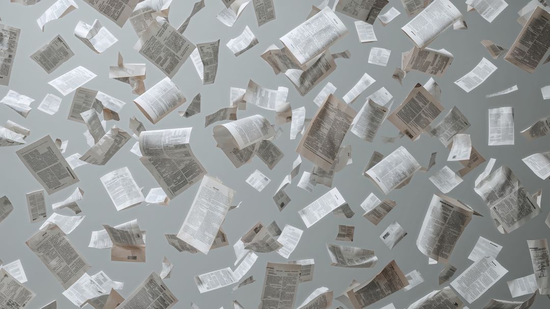 Floating Paper Chaos with Movements and Motion Blur