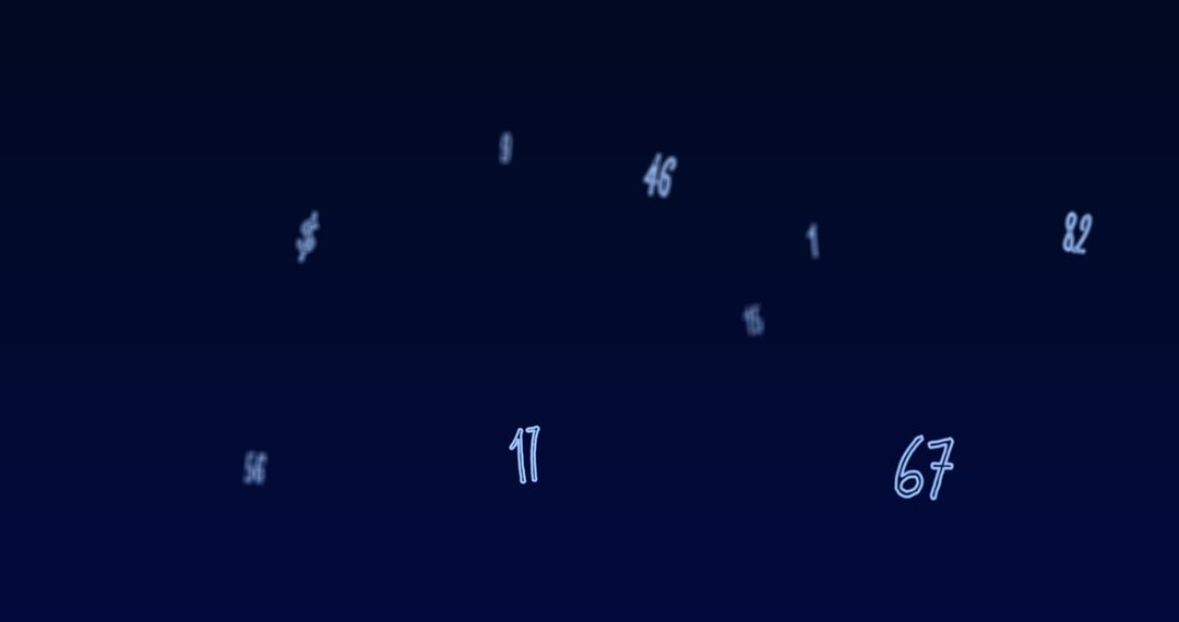 Floating Numbers and Symbols on Dark Blue Background