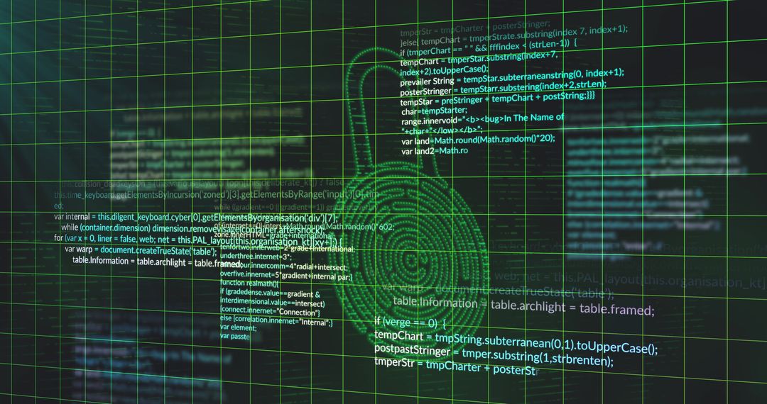 Cybersecurity concept with digital lock and computer code