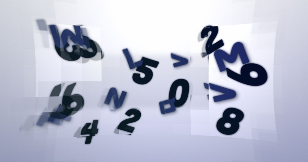 Floating Numbers and Alphabets on Gray Background