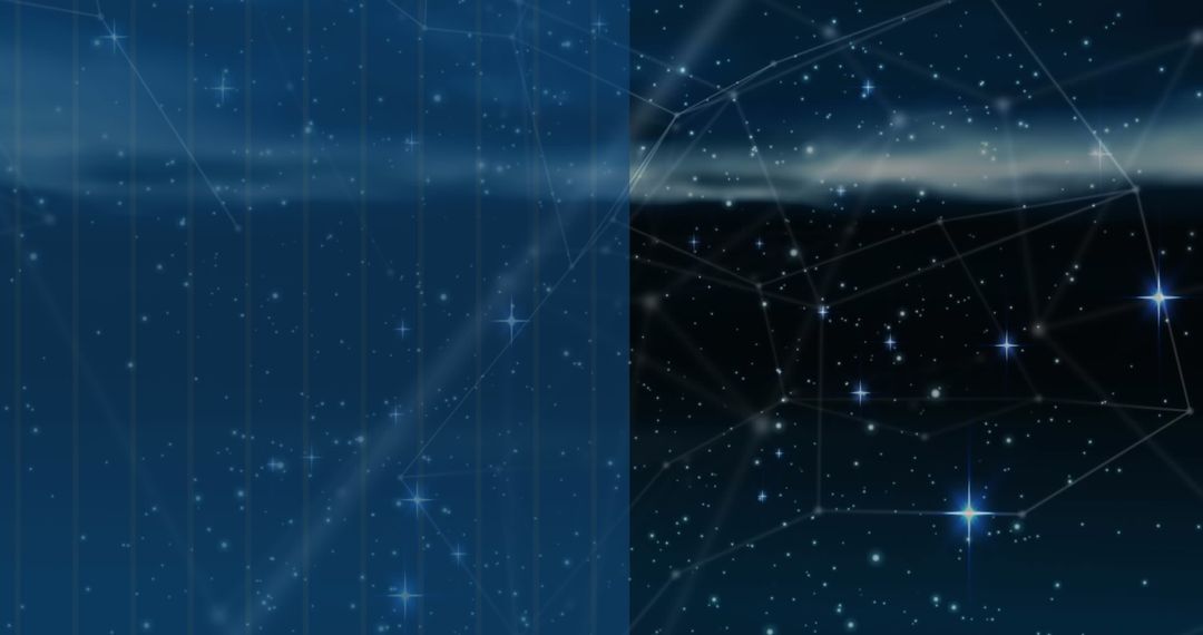 Starry Night Sky with Constellation Patterns and Glowing Stars