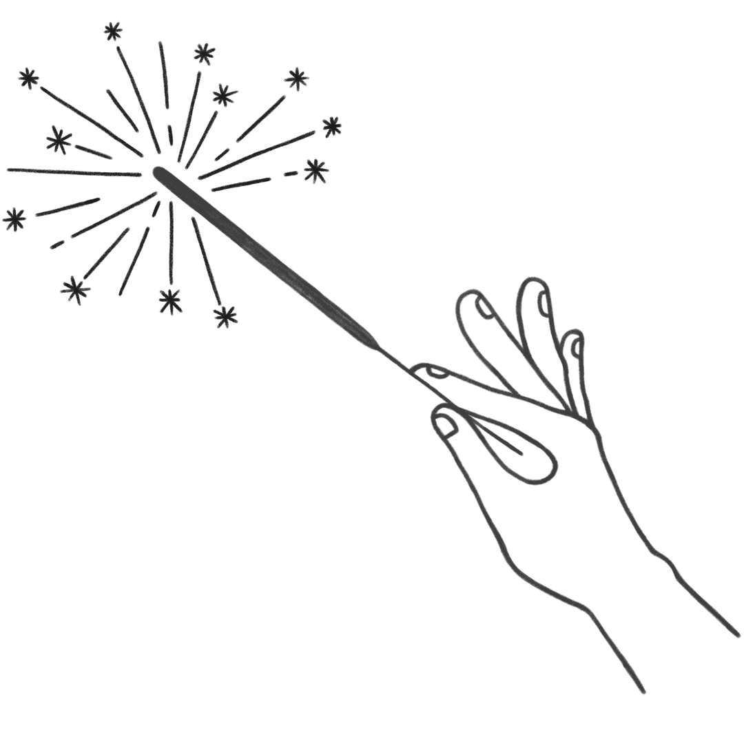 Transparent Minimalist Hand Holding Vibrant Sparkler