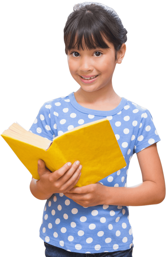 Happy Girl Holding Book, Transparent Childhood Reading PNG