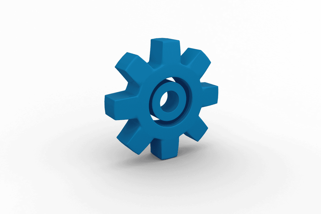 Transparent Blue Cog Illustration for Mechanical Projects