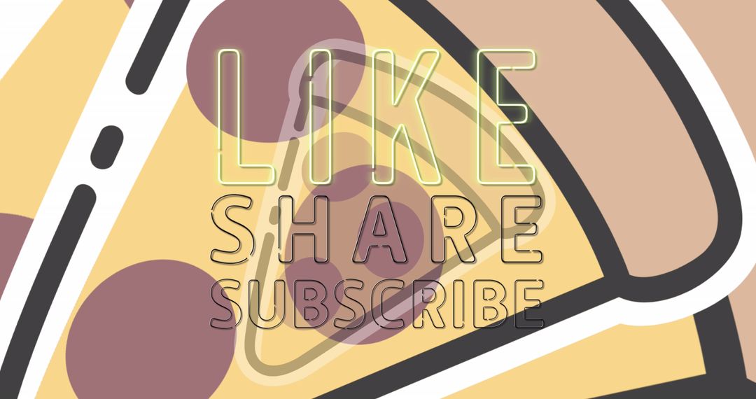 Neon Like Share Subscribe Overlay with Pizza Pattern Background