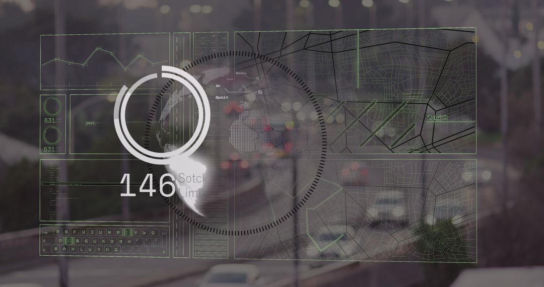 Futuristic Data Overlay on Urban Scene