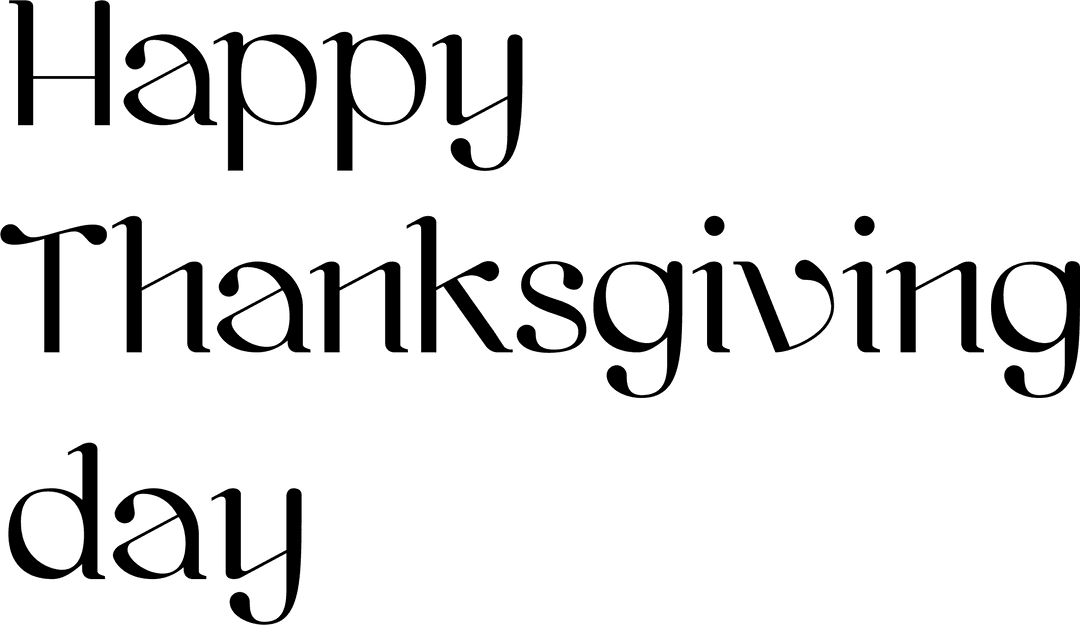 Happy Thanksgiving Day Text on Transparent Background