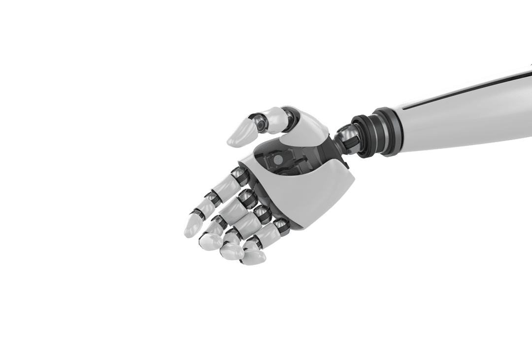 Futuristic Transparent Robot Hand Reaching Outward