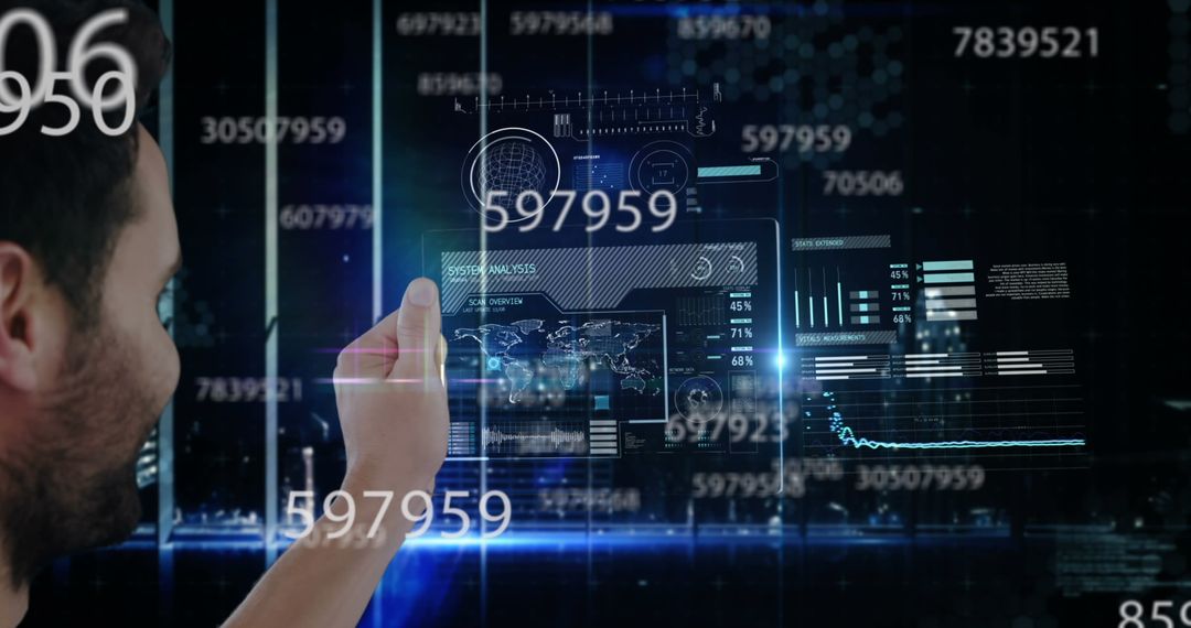 Man Interacting with Futuristic Digital Interface Technology