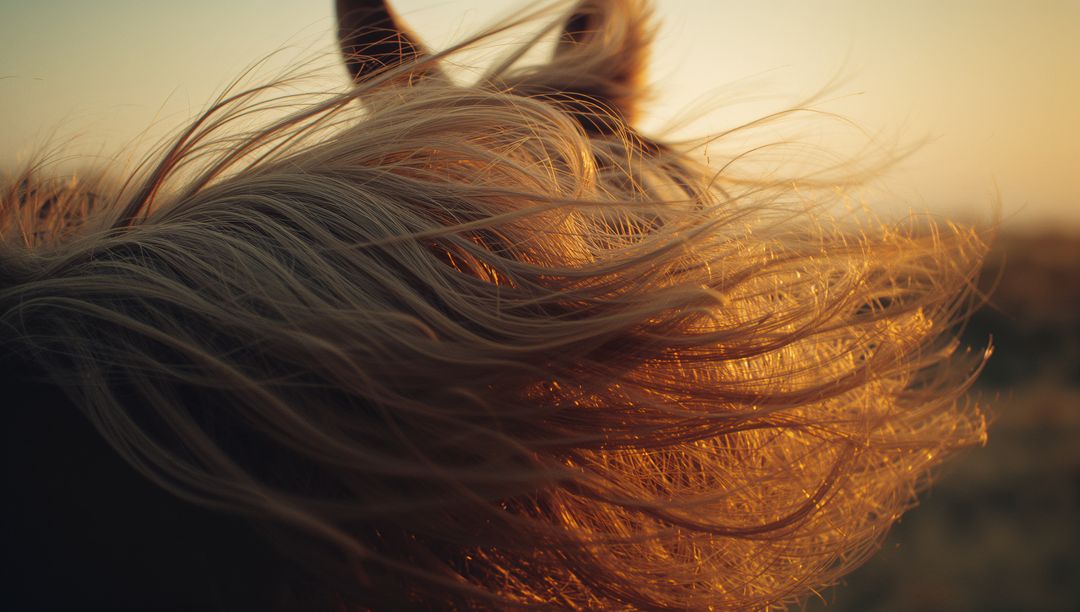 Flowing Horse Mane Illuminated by Golden Sunset