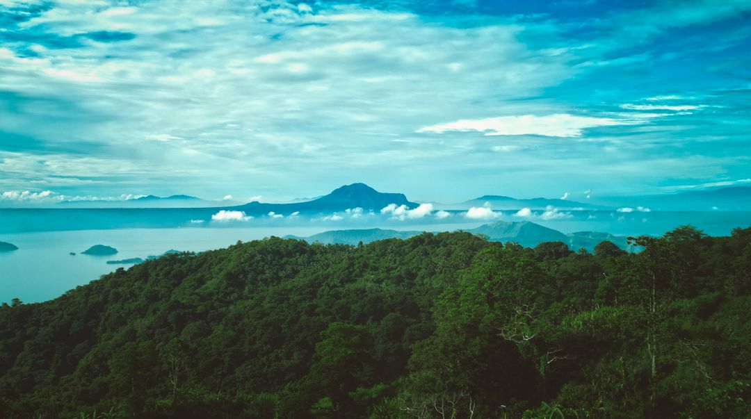 Scenic View of Lush Green Forest and Distant Mountains under Blue Sky - Free Images, Stock Photos and Pictures on Pikwizard.com