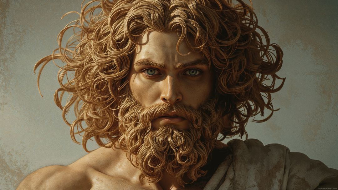 Epic mythological zeus portrait in greco-roman style