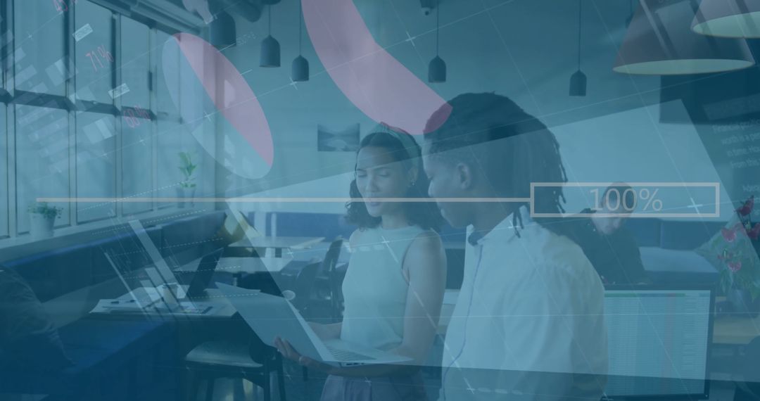 Multiethnic Team Analyzing Data in Modern Office Environment