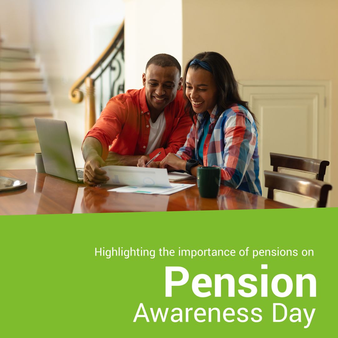 Couple Planning Retirement at Home on Pension Awareness Day - Download Free Stock Templates Pikwizard.com