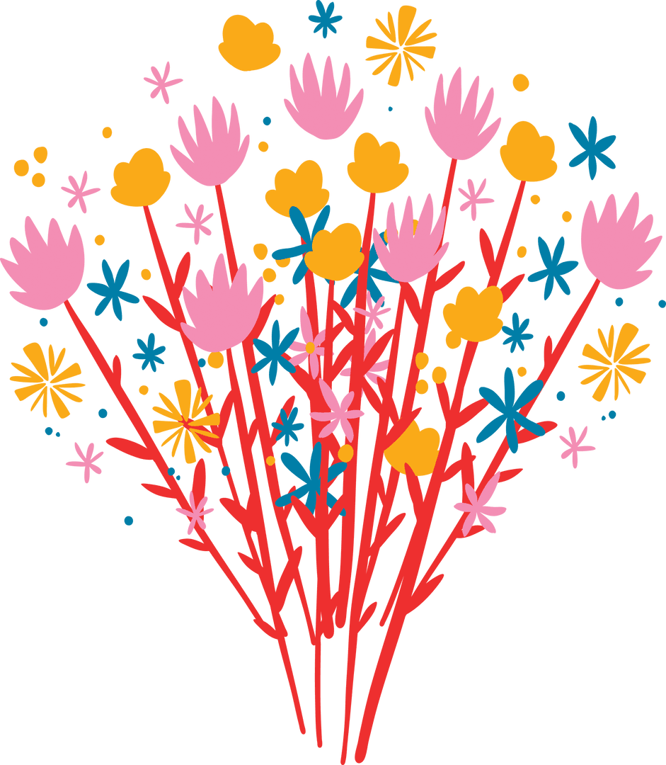 Vibrant Spring Floral Bouquet on Transparent Background