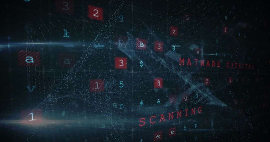 Futuristic Digital Matrix with Cybersecurity Alerts
