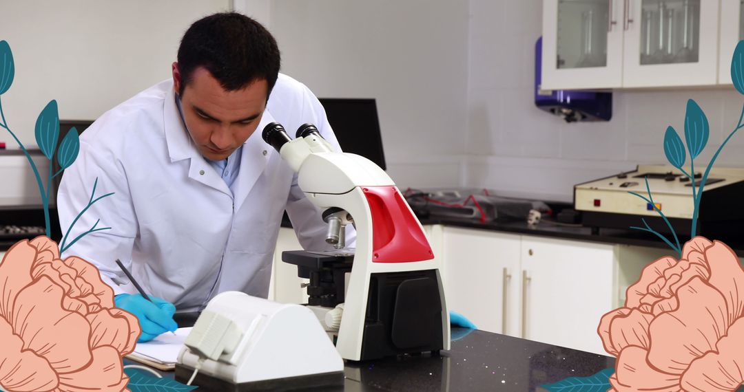 scientist analyzing data using microscope in modern laboratory - Free Images, Stock Photos and Pictures on Pikwizard.com