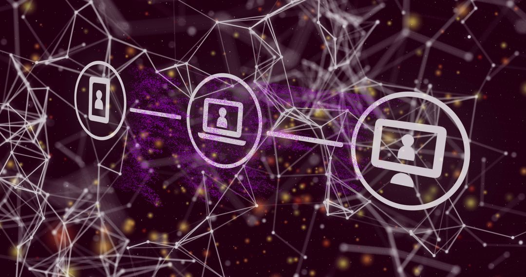 Futuristic Digital Network Connectivity with Floating Icons