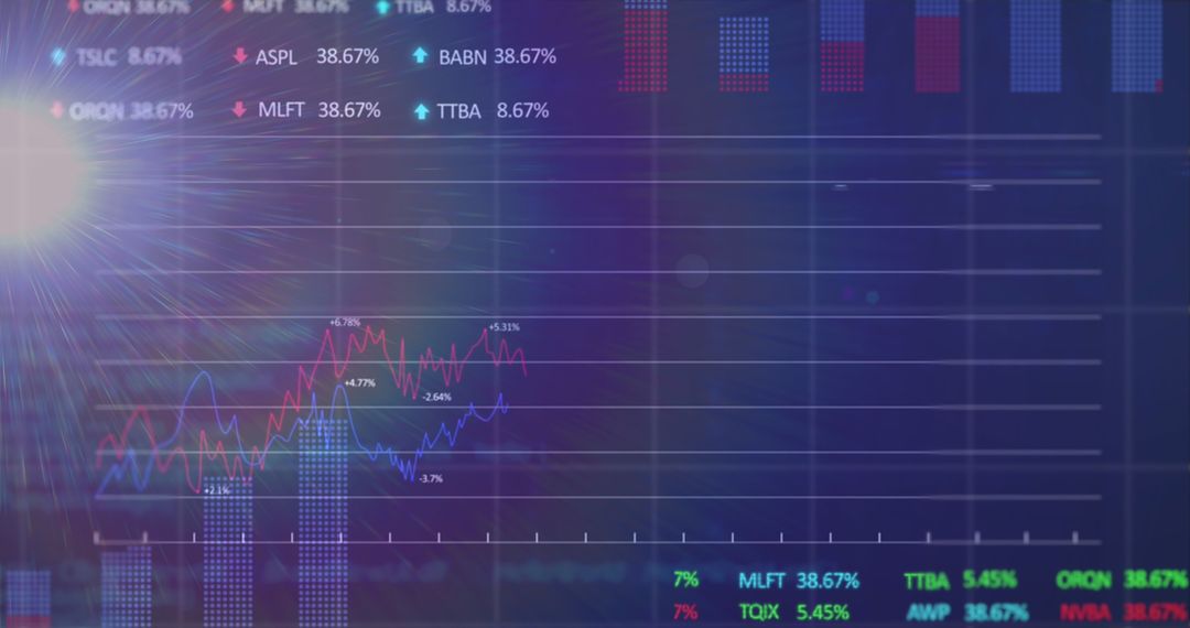 Abstract Financial Data Chart with Light Trails