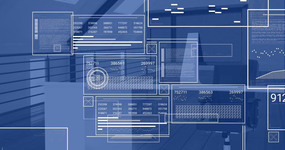 Digital data processing display in modern office