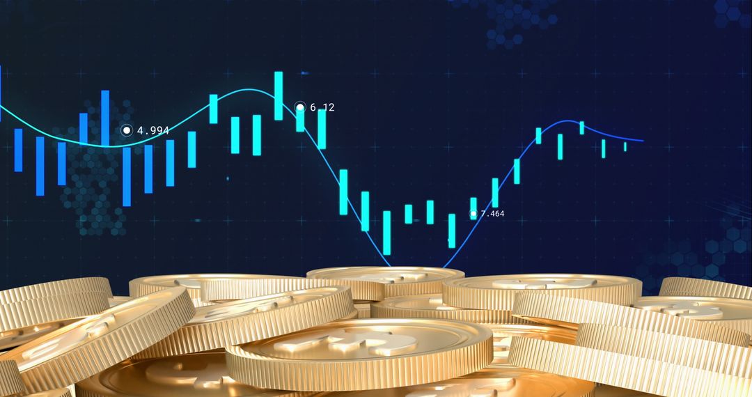 Digital Financial Data Displayed Over Euro Currency Coins - Free Images, Stock Photos and Pictures on Pikwizard.com