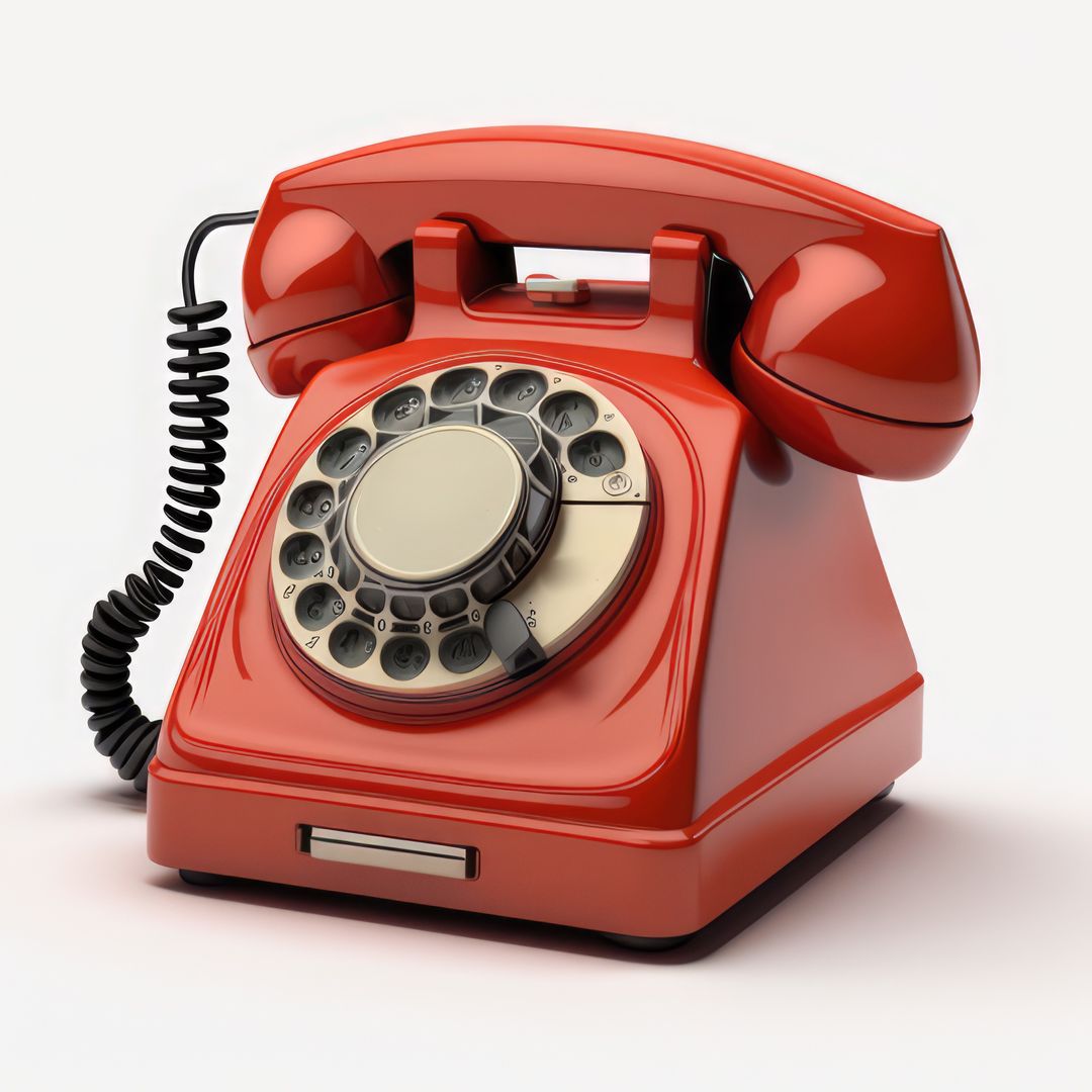 Vintage Red Rotary Telephone Isolated on White Background - Free Images, Stock Photos and Pictures on Pikwizard.com