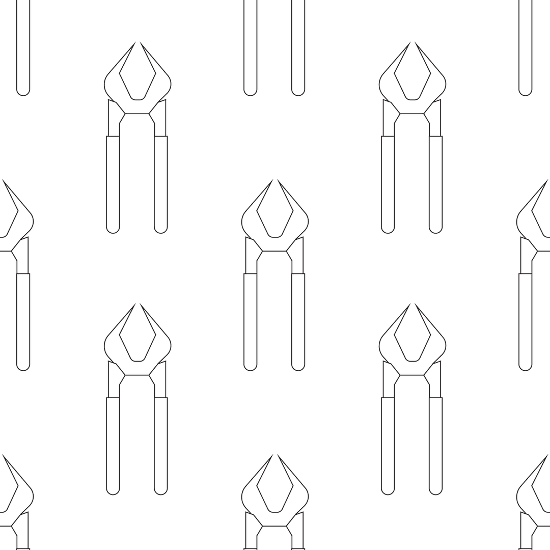 Repeating Pliers Outline Vectors on Transparent Background