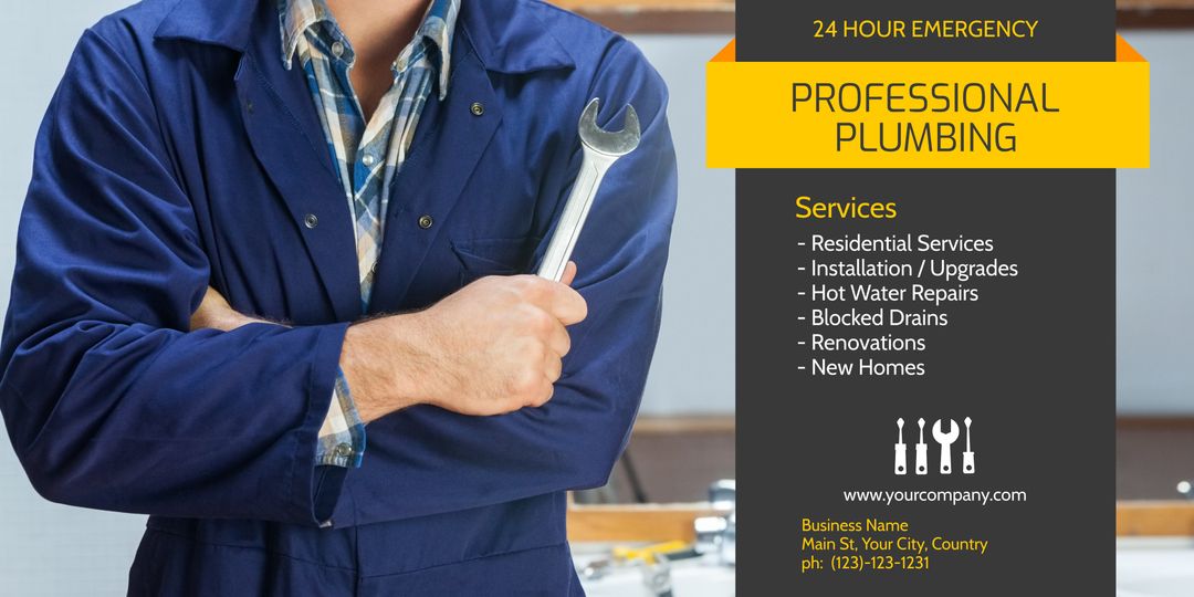 Professional Plumber Showcasing Expertise with Wrench