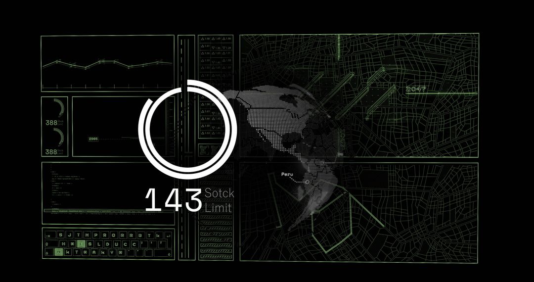 Data Dashboard with Metrics and Earth Map Elements